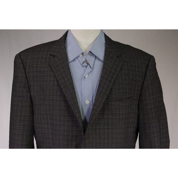 Hugo Boss The James4 Brown Black Blue Woven Check Wool Sportcoat Blazer 40R - Picture 3 of 10